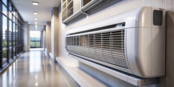 A ductless Mini-Split system in a an office building.